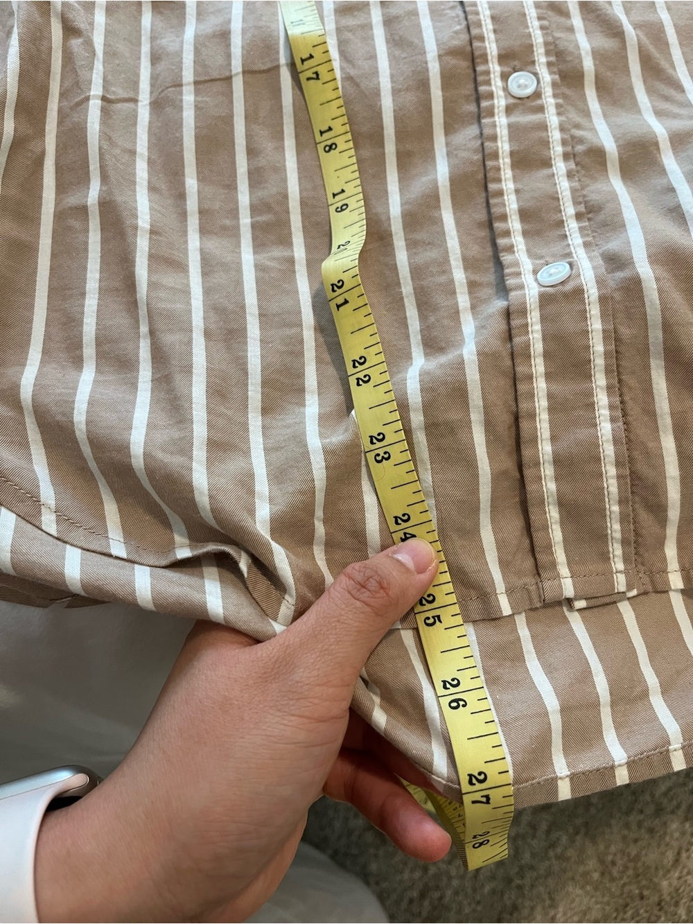 Everlane Must Have Silky Cotton Beige Stripe Shirt size 4 - Picture 9 of 11